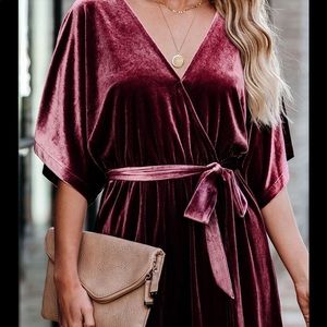 NWOT Burgundy Velvet Mini Dress - Small